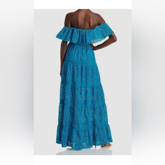 Alice + Olivia Women's Blue Eyelet Off Shoulder Maxi Dress Size Small $696 - Picture 2 of 10
